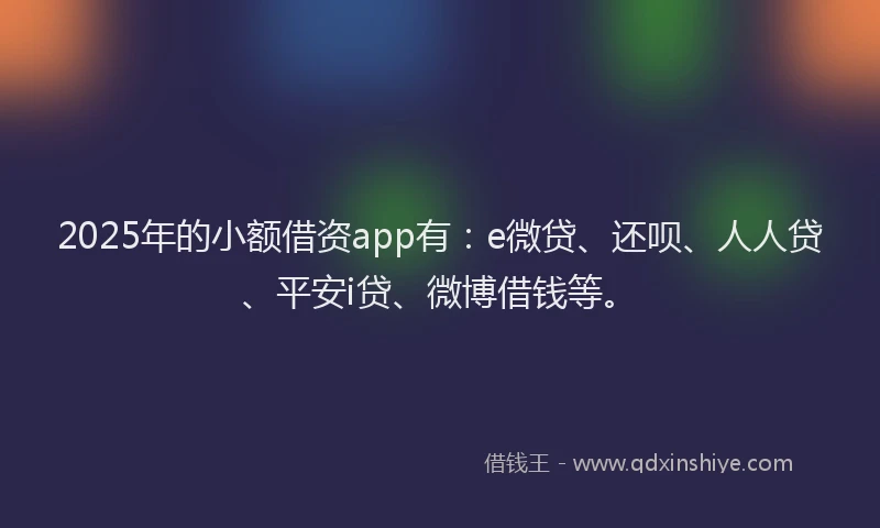 2025年的小额借资app有：e微贷、还呗、人人贷、平安i贷、微博借钱等。