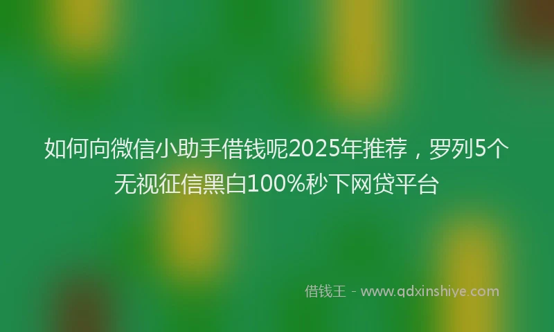 如何向微信小助手借钱呢2025年推荐，罗列5个无视征信黑白100%秒下网贷平台