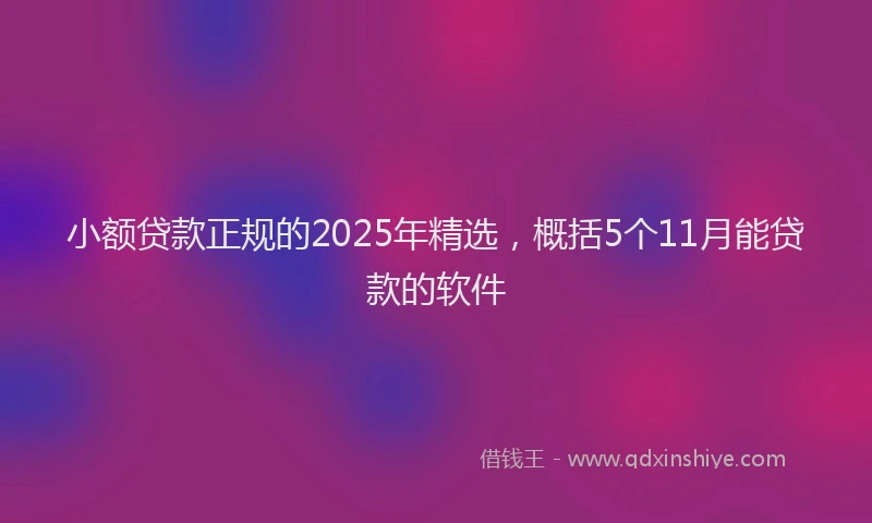 小额贷款正规的2025年精选，概括5个11月能贷款的软件