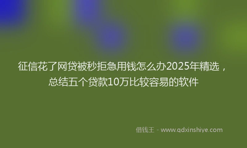 征信花了网贷被秒拒急用钱怎么办2025年精选，总结五个贷款10万比较容易的软件