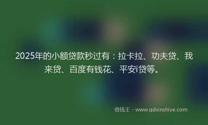 2025年的小额贷款秒过有：拉卡拉、功夫贷、我来贷、百度有钱花、平安i贷等。
