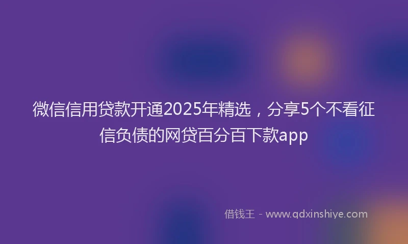 微信信用贷款开通2025年精选，分享5个不看征信负债的网贷百分百下款app