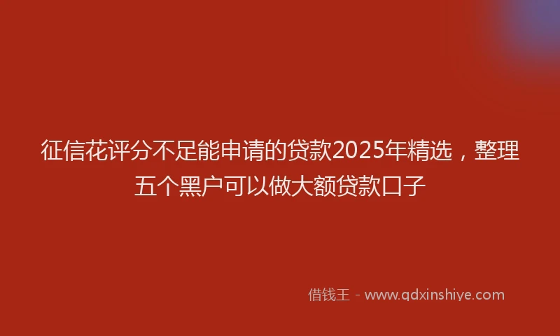 征信花评分不足能申请的贷款2025年精选，整理五个黑户可以做大额贷款口子