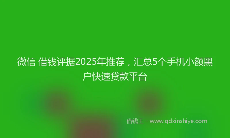 微信 借钱评据2025年推荐，汇总5个手机小额黑户快速贷款平台