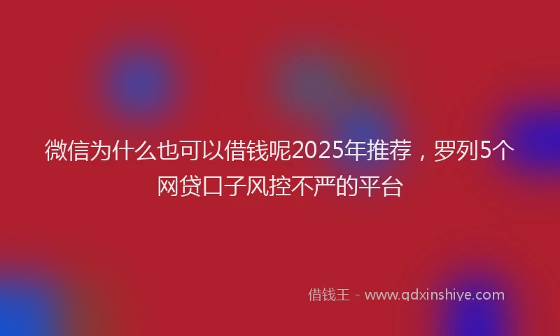微信为什么也可以借钱呢2025年推荐，罗列5个网贷口子风控不严的平台