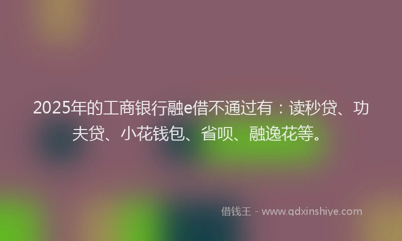 2025年的工商银行融e借不通过有：读秒贷、功夫贷、小花钱包、省呗、融逸花等。