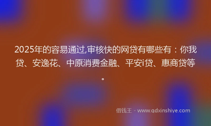 2025年的容易通过,审核快的网贷有哪些有：你我贷、安逸花、中原消费金融、平安i贷、惠商贷等。