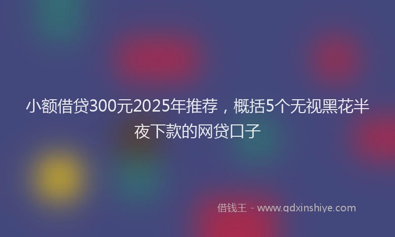 小额借贷300元2025年推荐，概括5个无视黑花半夜下款的网贷口子
