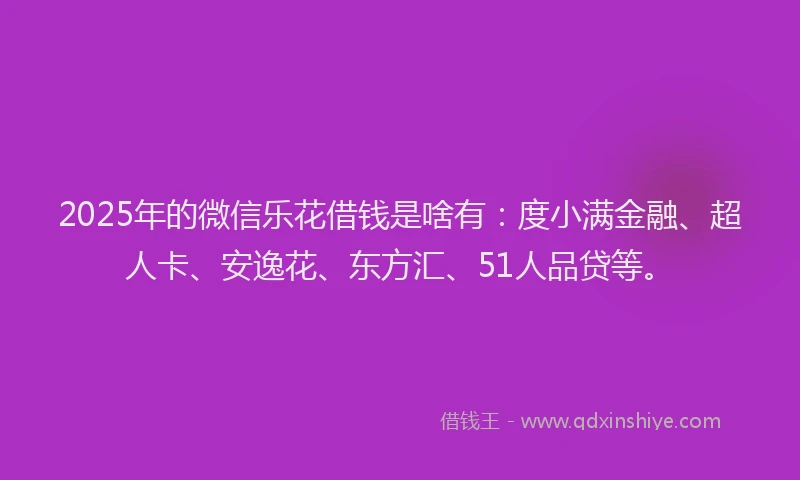 2025年的微信乐花借钱是啥有：度小满金融、超人卡、安逸花、东方汇、51人品贷等。