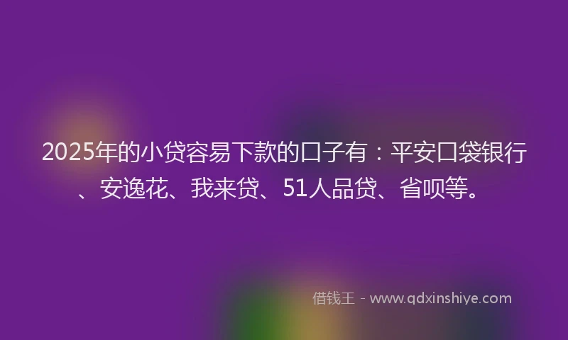 2025年的小贷容易下款的口子有：平安口袋银行、安逸花、我来贷、51人品贷、省呗等。