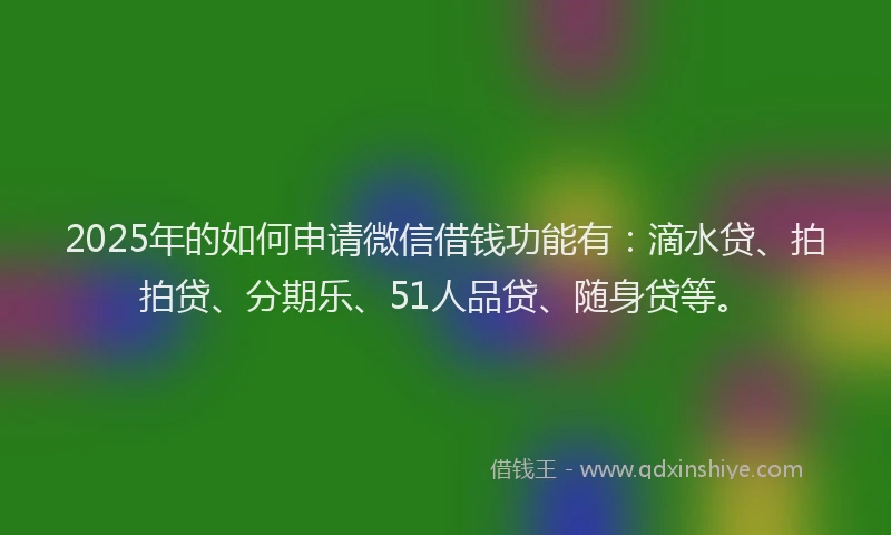 2025年的如何申请微信借钱功能有：滴水贷、拍拍贷、分期乐、51人品贷、随身贷等。