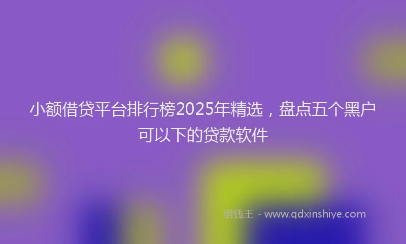 小额借贷平台排行榜2025年精选，盘点五个黑户可以下的贷款软件