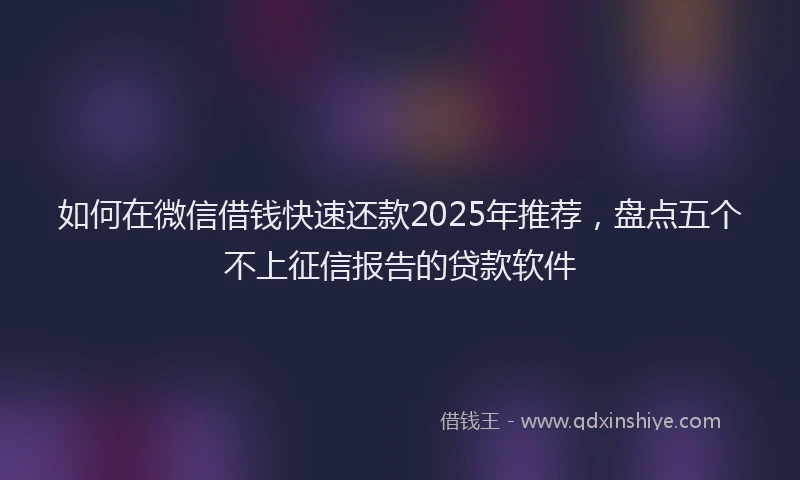 如何在微信借钱快速还款2025年推荐，盘点五个不上征信报告的贷款软件