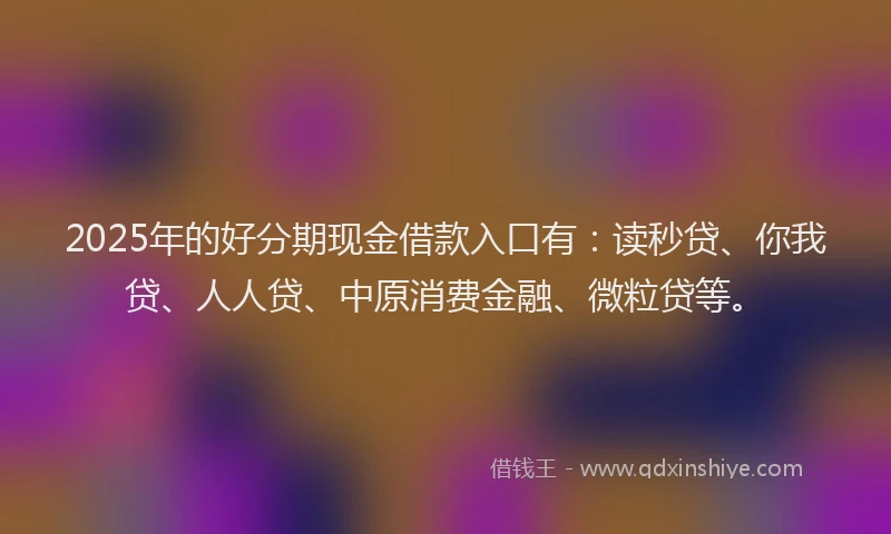 2025年的好分期现金借款入口有：读秒贷、你我贷、人人贷、中原消费金融、微粒贷等。