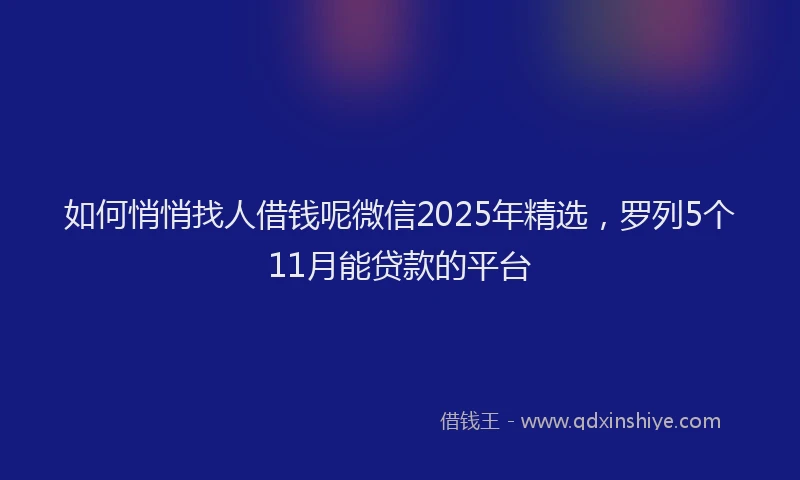 如何悄悄找人借钱呢微信2025年精选，罗列5个11月能贷款的平台