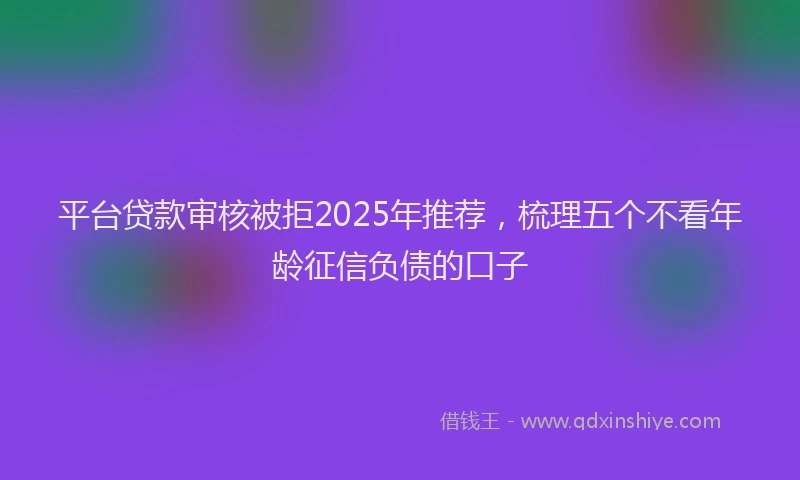 平台贷款审核被拒2025年推荐，梳理五个不看年龄征信负债的口子