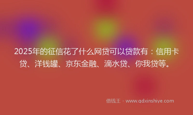 2025年的征信花了什么网贷可以贷款有：信用卡贷、洋钱罐、京东金融、滴水贷、你我贷等。