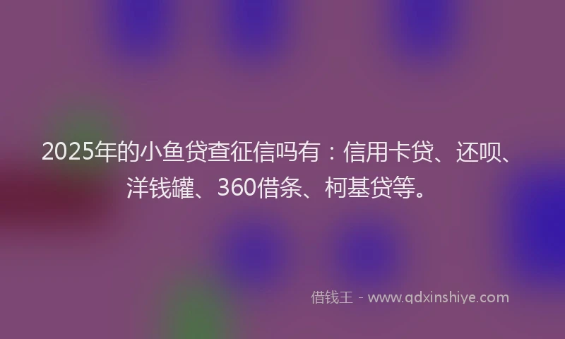 2025年的小鱼贷查征信吗有：信用卡贷、还呗、洋钱罐、360借条、柯基贷等。
