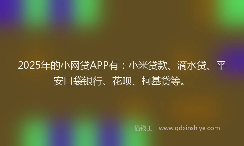 2025年的小网贷APP有：小米贷款、滴水贷、平安口袋银行、花呗、柯基贷等。