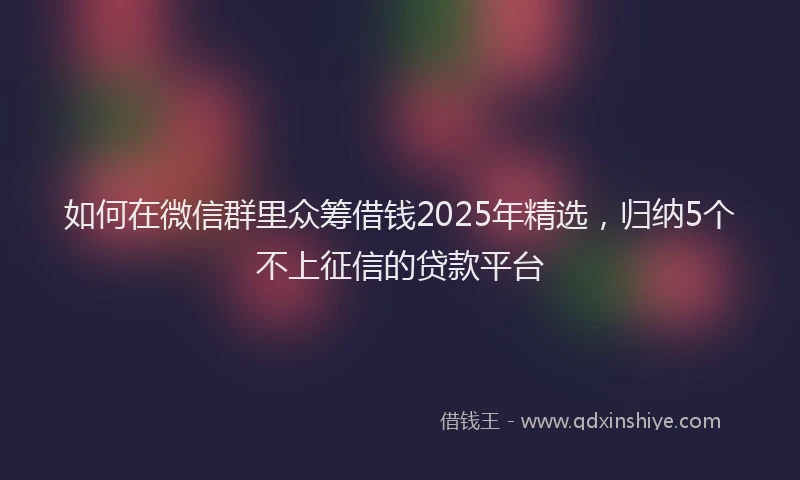 如何在微信群里众筹借钱2025年精选，归纳5个不上征信的贷款平台
