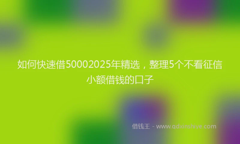 如何快速借50002025年精选，整理5个不看征信小额借钱的口子
