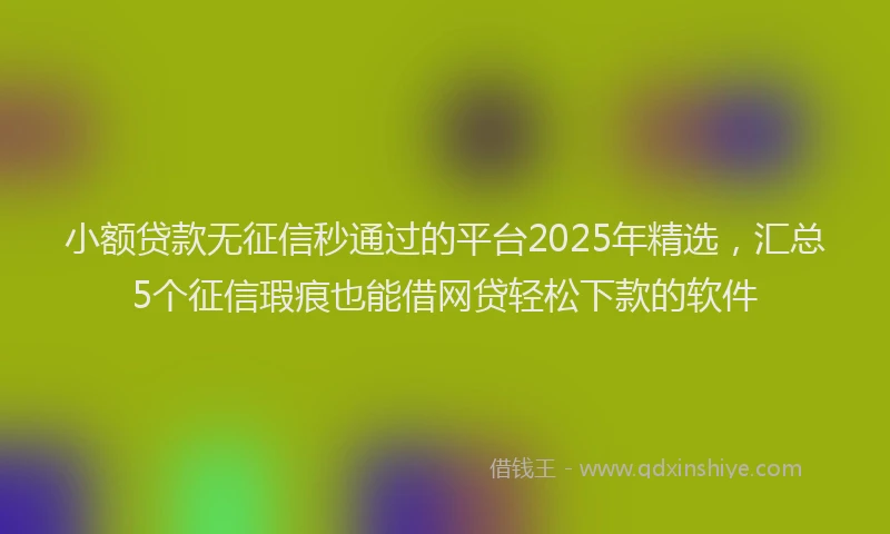 小额贷款无征信秒通过的平台2025年精选，汇总5个征信瑕疵也能借网贷轻松下款的软件