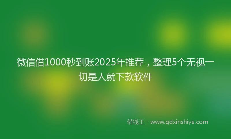 微信借1000秒到账2025年推荐，整理5个无视一切是人就下款软件