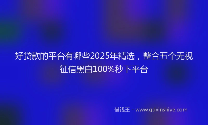 好贷款的平台有哪些2025年精选，整合五个无视征信黑白100%秒下平台