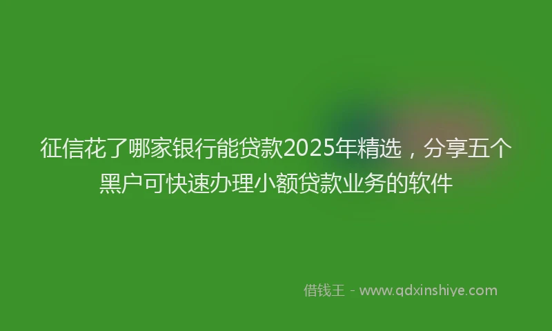 征信花了哪家银行能贷款2025年精选，分享五个黑户可快速办理小额贷款业务的软件
