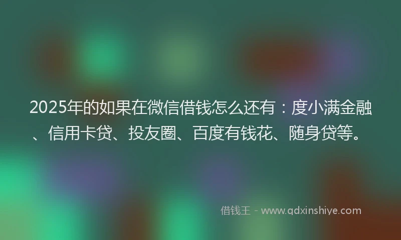 2025年的如果在微信借钱怎么还有：度小满金融、信用卡贷、投友圈、百度有钱花、随身贷等。