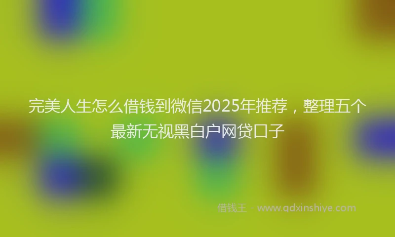 完美人生怎么借钱到微信2025年推荐，整理五个最新无视黑白户网贷口子