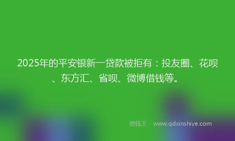 2025年的平安银新一贷款被拒有：投友圈、花呗、东方汇、省呗、微博借钱等。