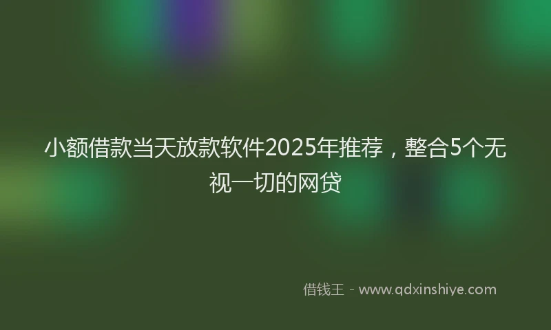 小额借款当天放款软件2025年推荐，整合5个无视一切的网贷
