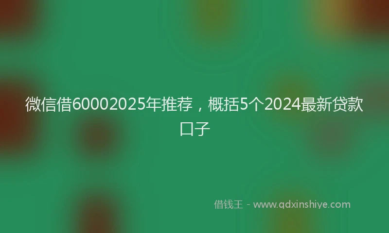微信借60002025年推荐，概括5个2024最新贷款口子