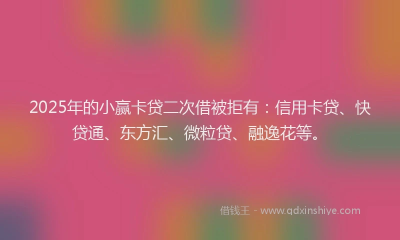 2025年的小赢卡贷二次借被拒有：信用卡贷、快贷通、东方汇、微粒贷、融逸花等。