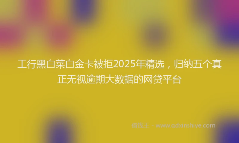 工行黑白菜白金卡被拒2025年精选，归纳五个真正无视逾期大数据的网贷平台