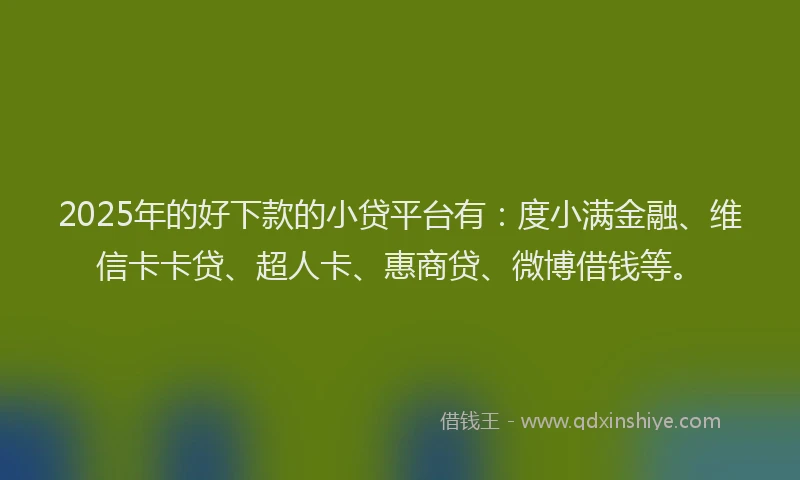 2025年的好下款的小贷平台有：度小满金融、维信卡卡贷、超人卡、惠商贷、微博借钱等。