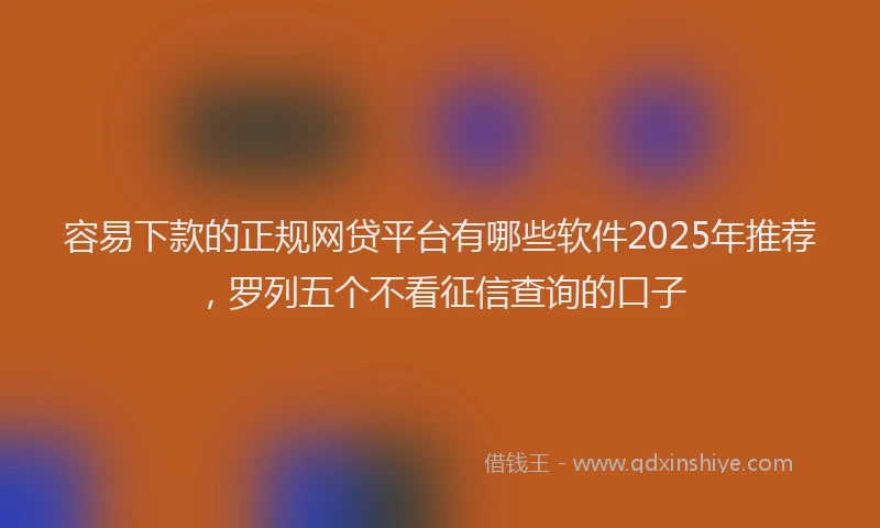 容易下款的正规网贷平台有哪些软件2025年推荐，罗列五个不看征信查询的口子