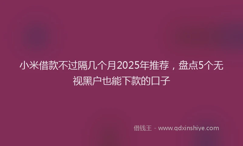 小米借款不过隔几个月2025年推荐，盘点5个无视黑户也能下款的口子
