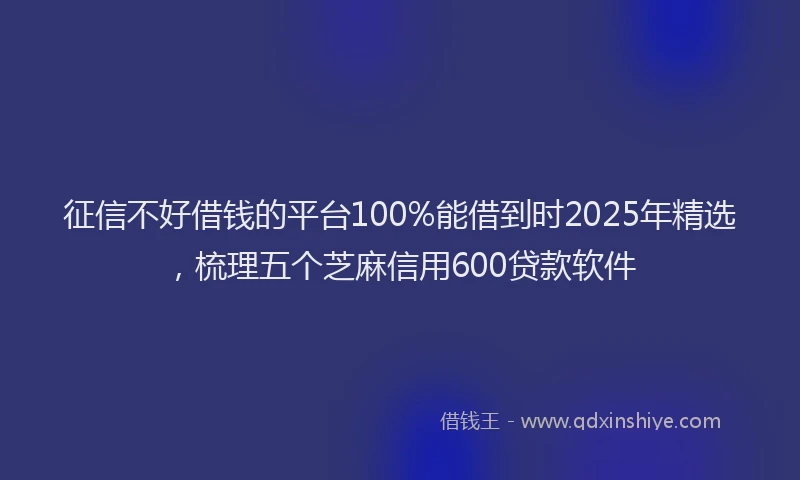 征信不好借钱的平台100%能借到时2025年精选，梳理五个芝麻信用600贷款软件