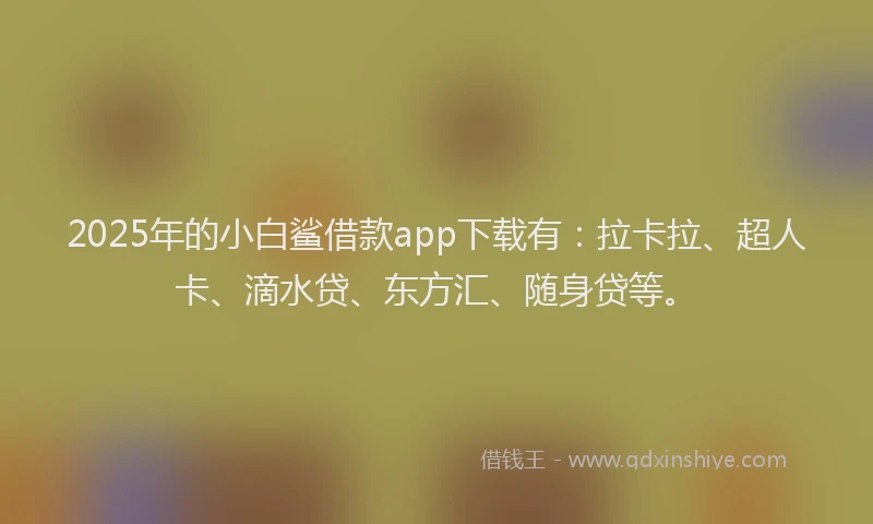 2025年的小白鲨借款app下载有：拉卡拉、超人卡、滴水贷、东方汇、随身贷等。