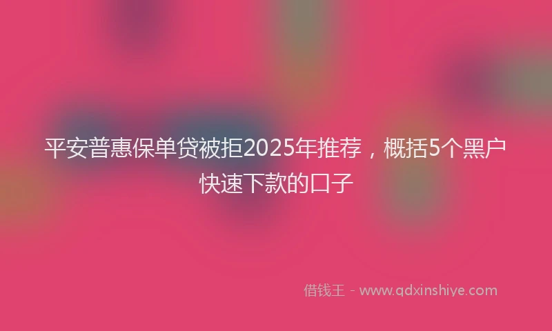 平安普惠保单贷被拒2025年推荐，概括5个黑户快速下款的口子