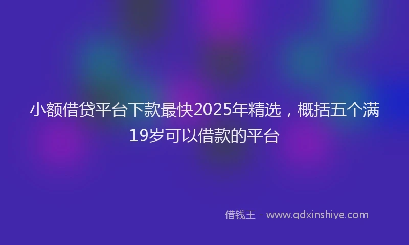 小额借贷平台下款最快2025年精选，概括五个满19岁可以借款的平台