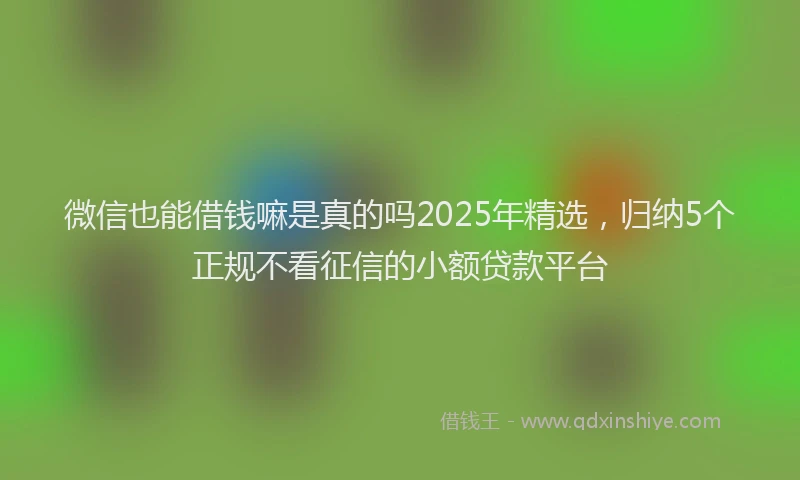 微信也能借钱嘛是真的吗2025年精选，归纳5个正规不看征信的小额贷款平台
