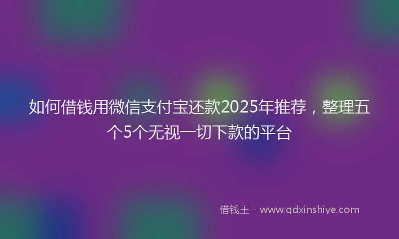 如何借钱用微信支付宝还款2025年推荐，整理五个5个无视一切下款的平台