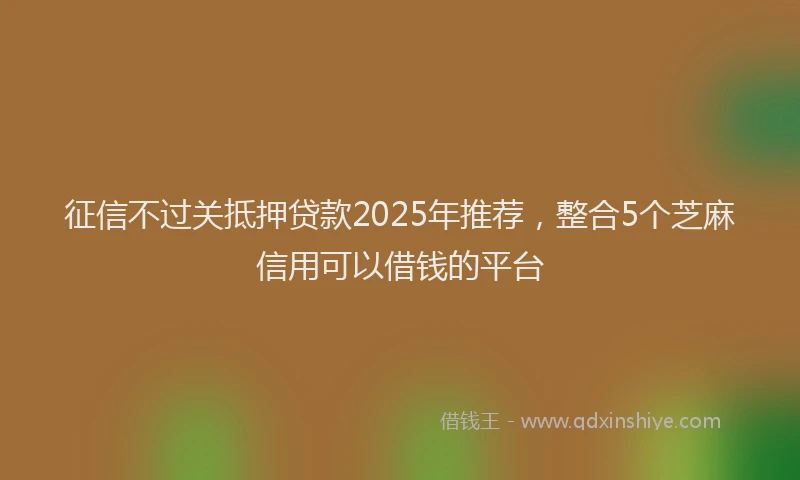 征信不过关抵押贷款2025年推荐，整合5个芝麻信用可以借钱的平台