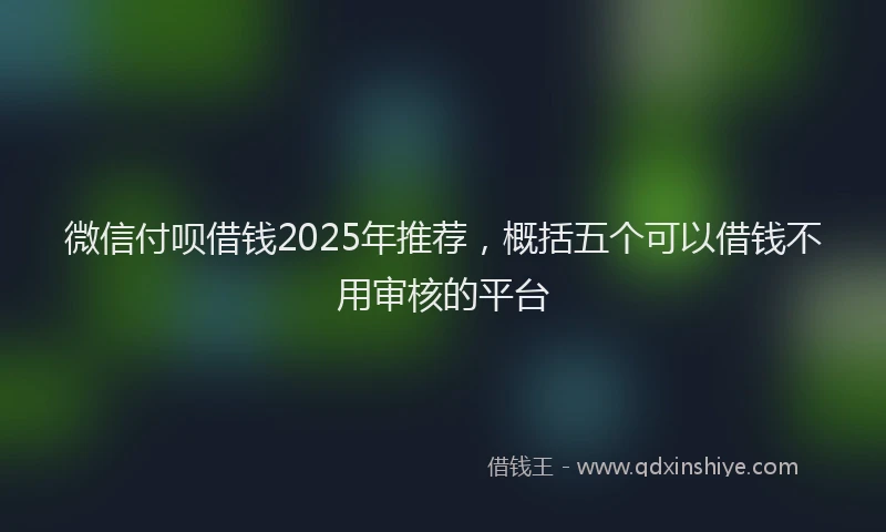 微信付呗借钱2025年推荐，概括五个可以借钱不用审核的平台