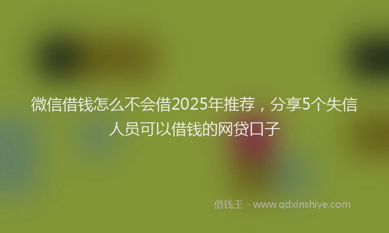 微信借钱怎么不会借2025年推荐，分享5个失信人员可以借钱的网贷口子