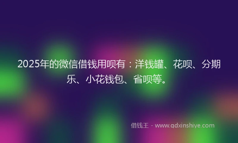 2025年的微信借钱用呗有：洋钱罐、花呗、分期乐、小花钱包、省呗等。
