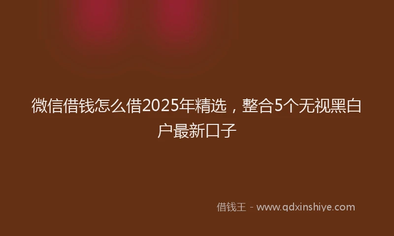 微信借钱怎么借2025年精选，整合5个无视黑白户最新口子